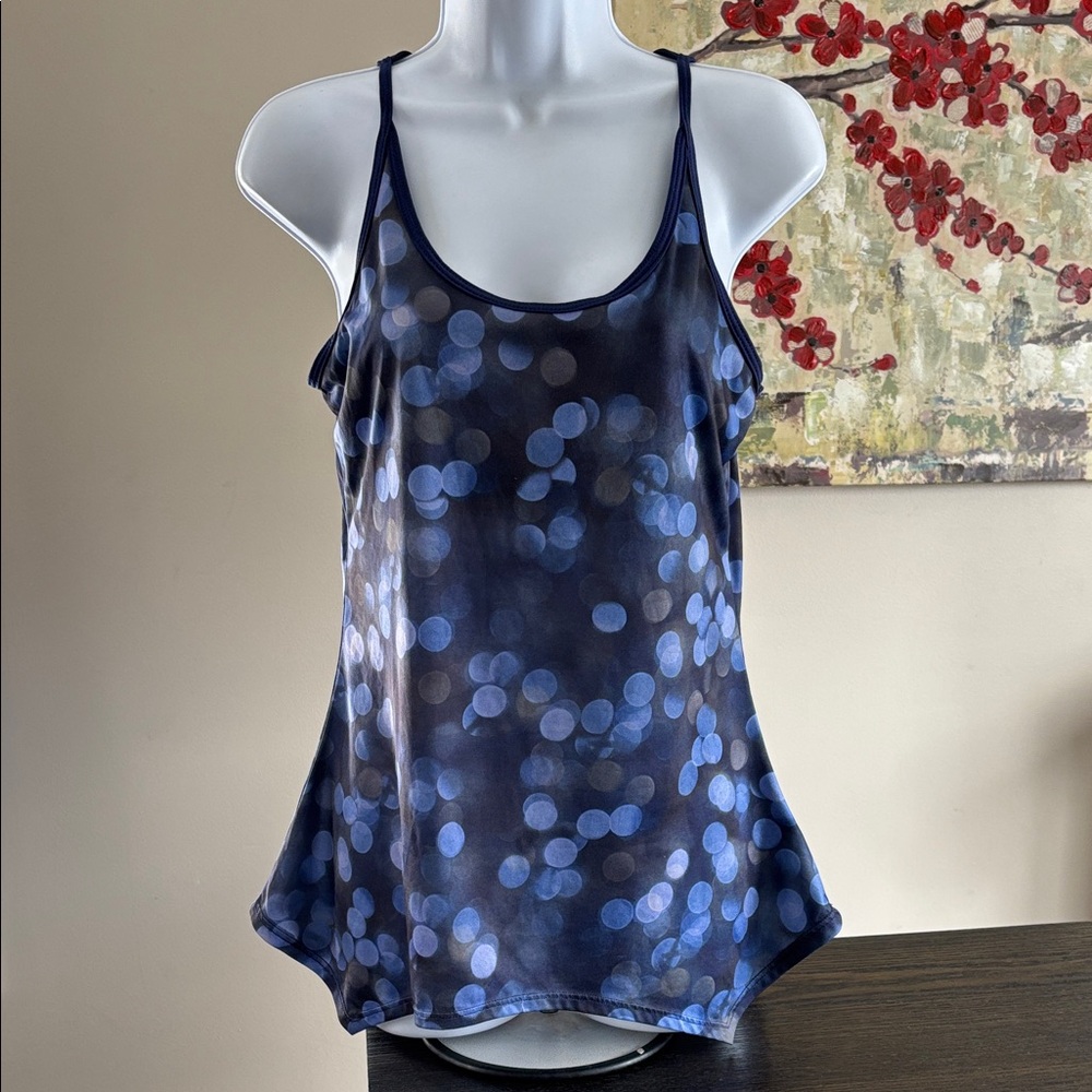 Ryka built in bra racer back tank top sparkle dusk blue